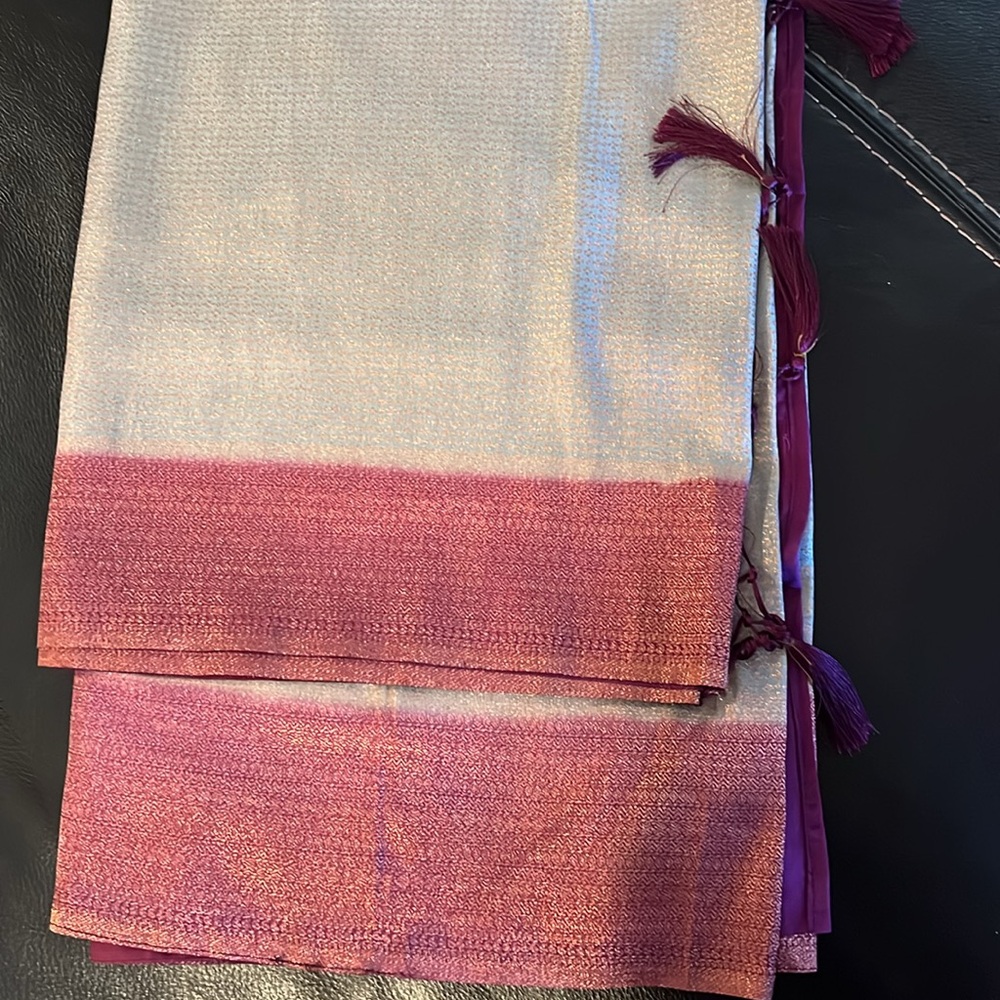 Grey And Wine Color Combination Saree With Stitch… - image 2